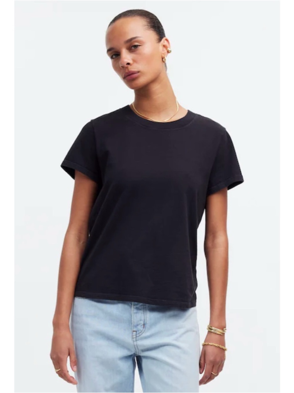 NWT Madewell Premium Standard 01. The Shrunken Tee Black Charcoal